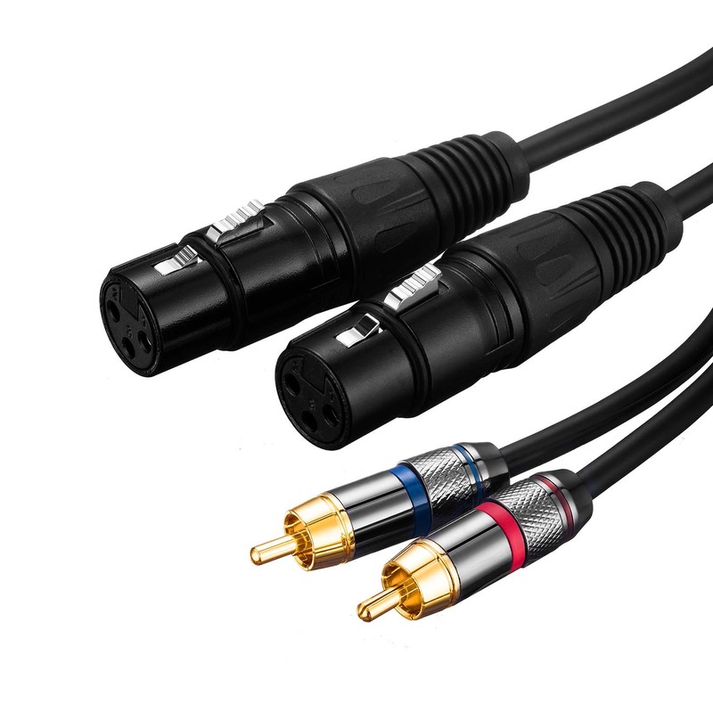 Dual XLR to RCA Cable 5Ft, Heavy Duty 2-XLR Female