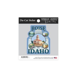 Die Cut Sticker Boise, Idaho, Icon Montage, Contour Vinyl Sticker 1 to 3 inches (Waterproof Decal for Cars, Water Bottles, Laptops, Coolers), Small