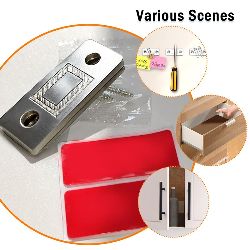 Magnetic Door Catch 10 Pack -Ultra Thin Magnets with Adhesive
