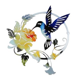 burkfeeg Wanddekoration Metall, 31 x 32 cm Kolibri-Wanddekoration, Metall Wandbild für Garten, Wohnzimmer, Schlafzimmer