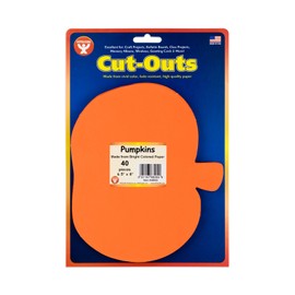 Hygloss Pumpkin Bright Cut Outs Products Shape Paper Arts & Crafts-Many Creative Uses-Fall-Themed Activities-Orange-8 Inches-40 Pcs