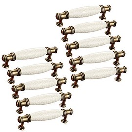 E EBETA Set of 10 Cabinet Handles, Bow Handles, Ceramic Door Handle, Retro Furniture Handle, Drawer Handle, Furniture Knobs, Hole Distance 128 mm
