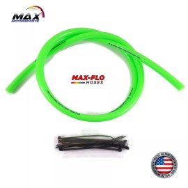 MAX-FLO 4' x 1/4" (6.4mm) ID NEON GREEN Fuel Line Gas Hose Motorcycle Bike ATV UTV