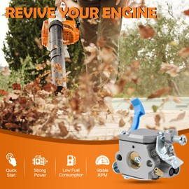 125B Carburetor 590460102 for Husqvarna 125B 125BX 125BVX Blower for Zama C1Q-W37 Carb 545081811 for Craftsman 358794810 358794811 leaf blower with Tune Up Kit