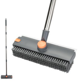 VINATO 2 in 1 Spazzolone per Pavimenti con Raschietto, 360° Rotante Spazzola per Fughe con Setole Rigide, con Manico Lungo 134 cm, per la Pulizia di Terrazze, Bagni, Piastrelle, Cucine, Pareti