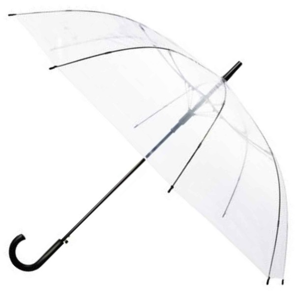 Basic Standard Vinyl Umbrella, Transparent Umbrella, One Touch Open and Close, Jumping Umbrella, Large for Men, 25.6 inches (65 cm), Wind Resistant, Break-Resistant, Ribs, Black, Fiberglass