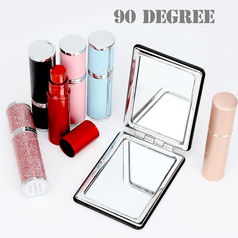 2-Pack Elegant Compact Travel Makeup Mirrors for Men Women, Dual-Sided