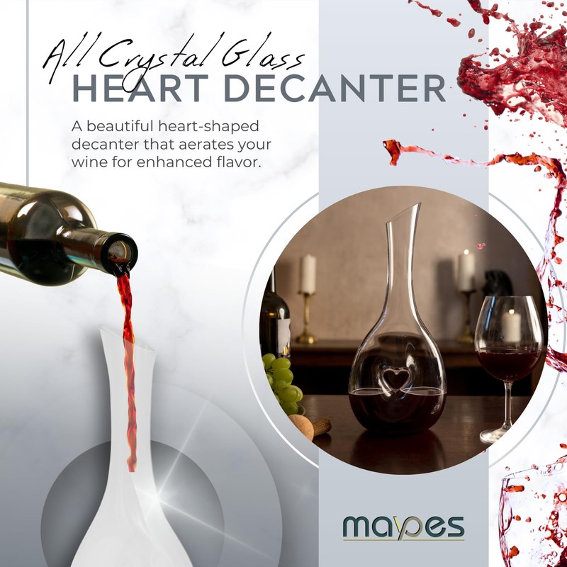 Maypes Heart Decanter – Beautiful Crystal Glass Wine Decanter with