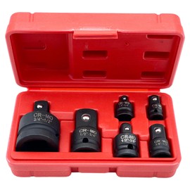 TIGRE BLANC Socket Conversion Adapter, Insertion Angle, Impact Wrench, Compatible with Chrome Molybdenum, 1/4, 3/8, 1/2, 3/4, 6 Pieces, Set of 6, Black, Black