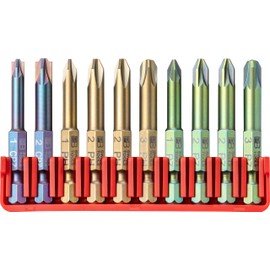 PB Swiss Tools Phillips Pozidriv Pozi/Slotted Combination Bit Block PB E6.712 CN | 100% Swiss Made | 10-Piece Bit Set with Long E6 1/4" Color Coded PrecisionBits