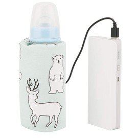 USB Baby Fütterung Flaschenwärmer Tragbare Cartoon Milchflasche Reise Heizung Heizdeckel Isolierung Thermostat für Zuhause Im Freien Reisen(Eisbär-Muster)