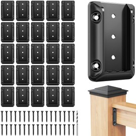 DN Mate 40 PCS Deck Railing Bracket Connectors for 2x4 (Actual 1.5”x3.5”) Wood Deck Railing Post to Handrail, Stair Railing Connectors with Coated Wood Screws,Drill Bit, Fence Railing Brackets