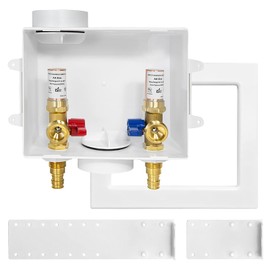 Washing Machine (Laundry) Outlet Box, Center Drain/Side Drain, Niikappu 1/2 Inch Pex-A Inlet x 3/4 Inch MHT Outlet Connection, with Copper Water Hammer Arrestor(WM013)