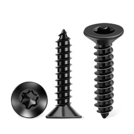100 PCS #6 x 1-1/4" Flat Head Torx/Star Wood Screws, 18-8 (A2) Stainless Steel, Full Threaded & Black Coated for Durability, T15 Drive Bit Included, No.6 X 1.26 Length Multipurpose Screw by TPOHH