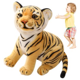 PLNVNVP Tiger Plush Toy, Realistic Tiger Cuddly Toys, Yellow Baby Plush Tiger Plush Doll, Tiger Stuffed Toy, Cushion, Plush Toy, Small Tiger Gift (23 cm, Yellow)