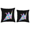 Paper Folding Japanese Art Paper Crane Colorful Origami Throw Pillow