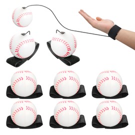PLUVAVA - Pelota de retorno de muñeca reactiva, pelotas de béisbol deportivas con correa de goma en cordón elástico para ejercicio de muñeca (4)