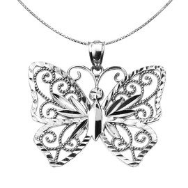 Butterfly Sterling Silver Pendant Necklace, 20"