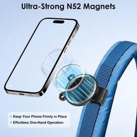 EEEKit Backpack Strap Phone Holder, Magnetic Clip Hands-Free Mount, Phone Holder Shoulder Strap, Fit Hiking Climbing Travel Outdoor