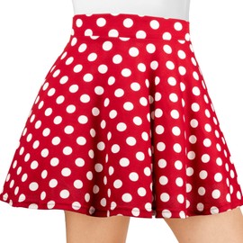 DRESHOW Polka Dot Basic Versatile Stretchy Flared Casual Mini Skater Skirt for Women Girls