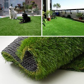 SHNOSU Artificial Grass Turf Rug 6FTX15FT Indoor Outdoor, 1.38" Pile Height Realistic Fake Grass with Drain Holes Astro Turf for Patio Garden Lawn Landscape Balcony
