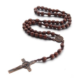 Rosary Beads Catholic Handmade Rosary Necklace Wooden Cross Necklace Catholic Rosary for Women