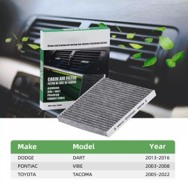 VEHITO Cabin Air Filter Charcoal A/C Filter for Dodge Pontiac Toyota 87139YZZ09 C35644