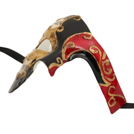 ILOVEMASKS Phantom of the Opera Masquerade Party Mask Men Womens Carnival Venetian Face Mask Costume Cosplay Musical Phantom of the Opera Mask Venice Festival Mardi Gras - Black Red Gold