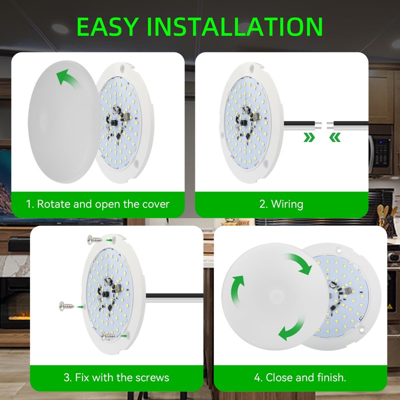 ULITECO RV Puck Light 5Inch, Dimmable RV Light Fixture 12V,