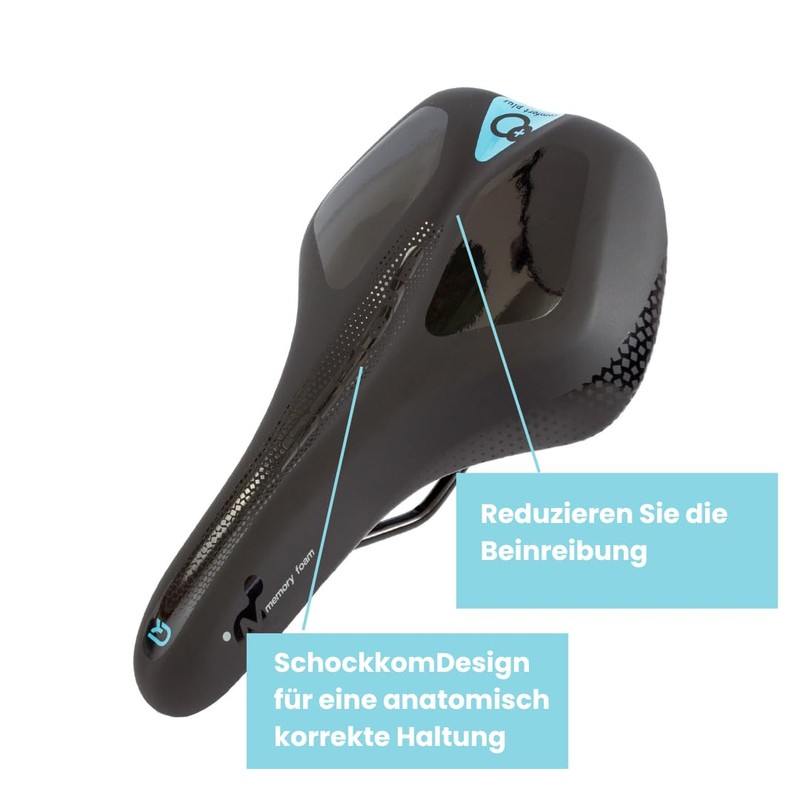 Crosser Comfort Plus Bicycle Saddle Black PVC Leather with Memory