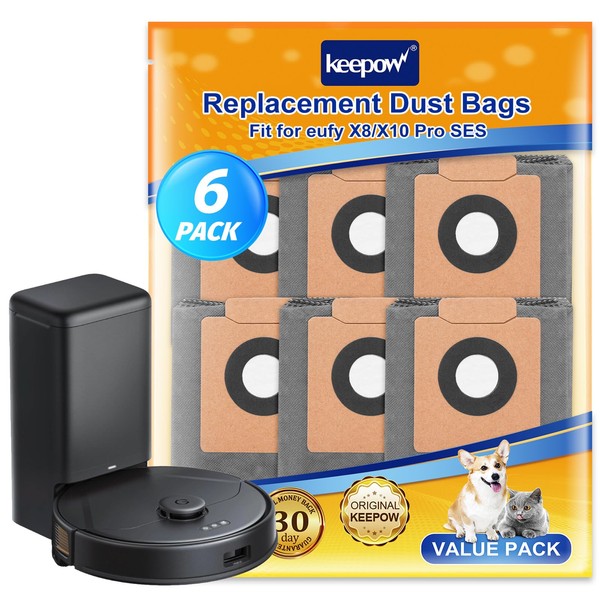 KEEPOW 6 Pack Dust Bags Compatible With Eufy Clean X8