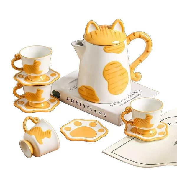 Scizorito Porcelain Tea Set(1 Pot 4 Cups), Afternoon Tea Set,