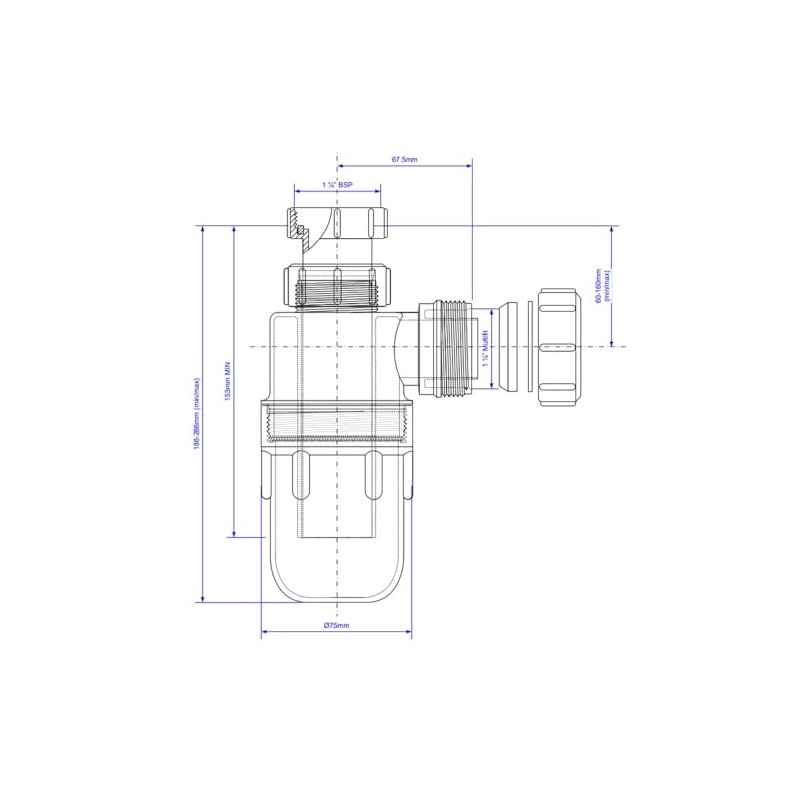 McAlpine A10A 11/4 inch x 75mm Water Seal Adjustable Inlet