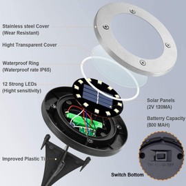 Bowfar Bowfar 8 Stck Solar Bodenleuchten Aussen, Solarleuchten Garten mit 12 LEDs fr Au?en, 3000K Kaltwei? Wasserdicht Led Solar Gartenleuchten, Solarlampen fr Rasen Auffahrt Gehweg Patio Garden