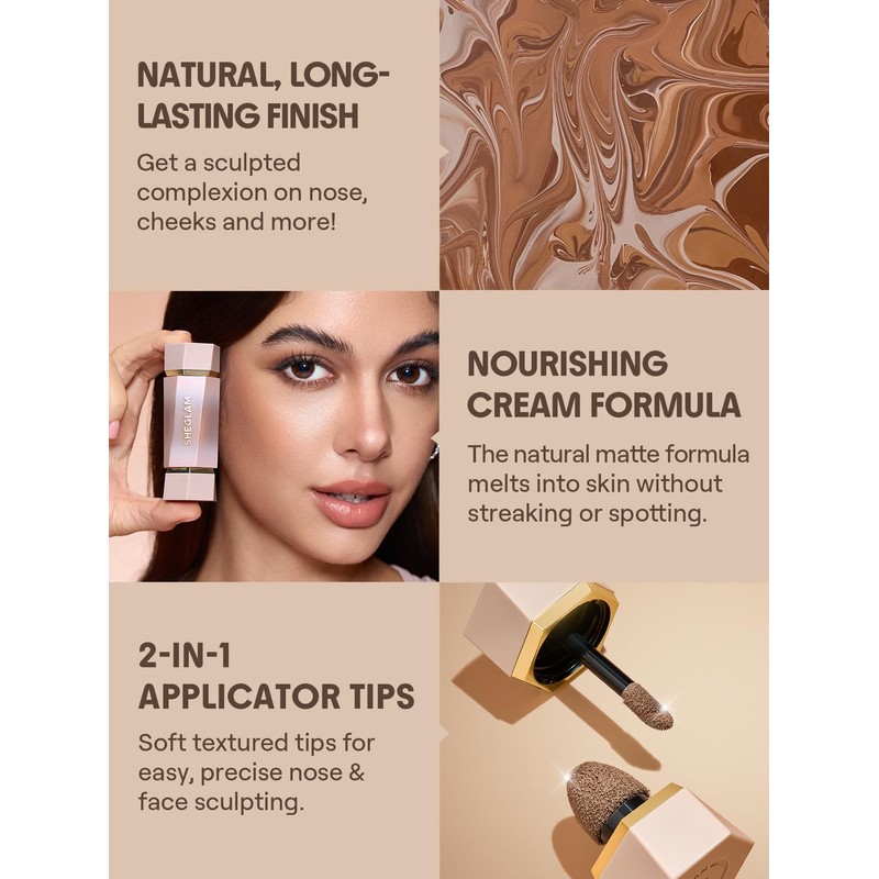 SHEGLAM Precision Dual Liquid Contour | Double-ended Design, Smooth Blend,