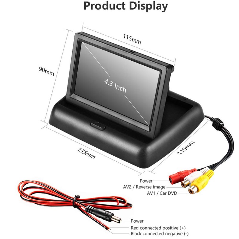4.3 Inch TFT LCD Car Monitor Foldable Monitor Display Reverse