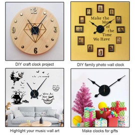 EMOON 2 Pair Hands 3D Clock Movement DIY Large Wall Clock Quartz Clock Mechanism for Home Art Decor (Black) (Black-Gold)