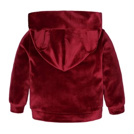 ZFT Conjunto de chándal con Capucha y Sudadera de Terciopelo para niños y niñas, 2# Rojo, 120 cm (4-5 Años)