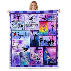 Manfei Gymnastics Throw Blanket Gymnastics Lovers Bed Blanket for Gymnast Girls Room Decor, Geometric Checkered Print Fleece Blanket Luxury Polyester Cozy Fuzzy Blankets, 40 x 50 Inches