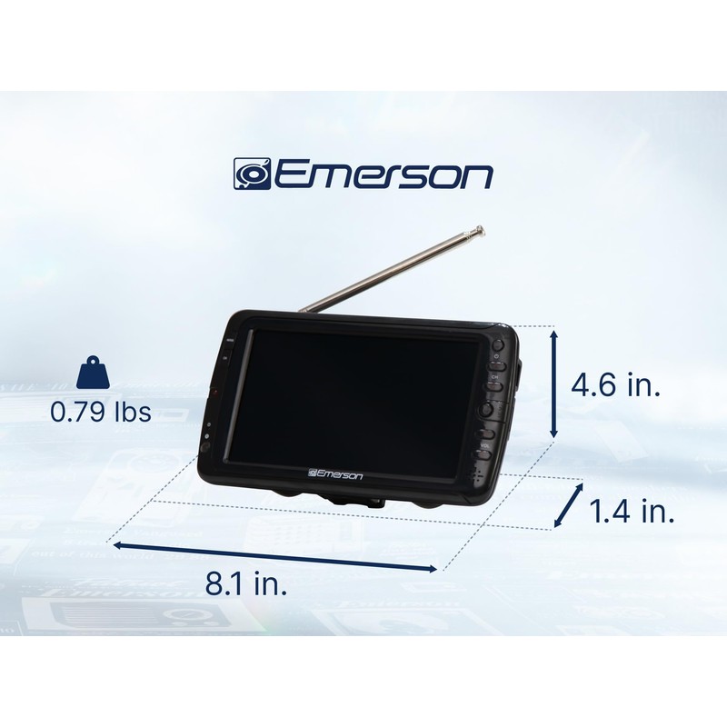 Emerson 7" Portable TV LCD Monitor – Rechargeable Battery Operated
