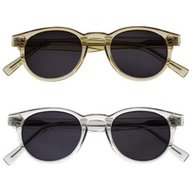 OPULIZE-Rox 2 Pack Super Elegante Transparente Oro Claro Mujeres Hombres Lectores de Sol Gafas de Lectura UV400 Redondas SS899C +3.00