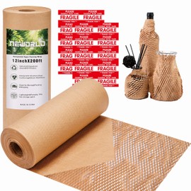 Neworld Honeycomb Packing Paper,12" x 200' Eco Friendly Packing Paper Alternative to Bubble Cushioning Wrap for Moving Shipping Packing, Recyclable Moving Supplies Bubble Packing Wrap Protective Roll