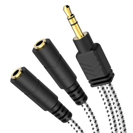 DuKabel 2 Splitter Cable 3 Pole Splitter 3.5mm Audio Distribution Cable 3 Pole Converter Connector Earphone Splitter Headphone No Mic Function Black