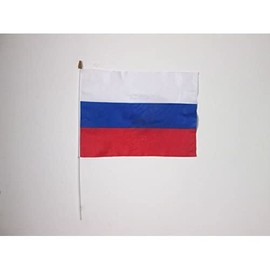 AZ FLAG RUSSIA FLAG 12'' x 18'' white stick - RUSSIAN FLAGS 30 x 45 cm - BANNER 2x3 in with stick