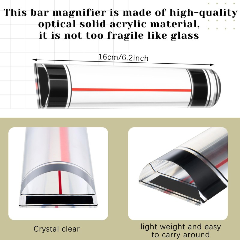 Chunful 2 Pcs Magnifying Ruler with Sliding Markers 6 Inch
