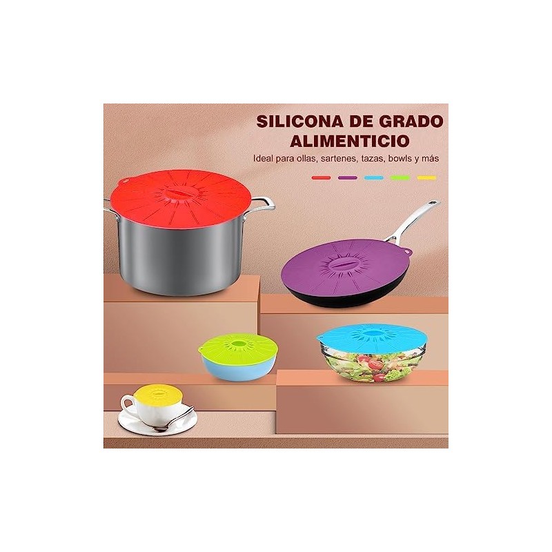 U Chef Juego de 5 Tapas de Silicona, Cubierta para