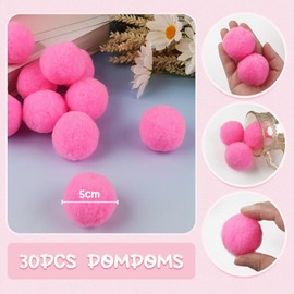 TOAOB Pack of 30 5 cm Pink Pompoms for Crafts Large Pom Poms