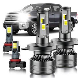 HUOKEDS for 2014-2021 Toyota Tundra Fog Lights Bulbs Combo, 4pcs Super Bright White Dual Beam and Fog Lights Blubs Package