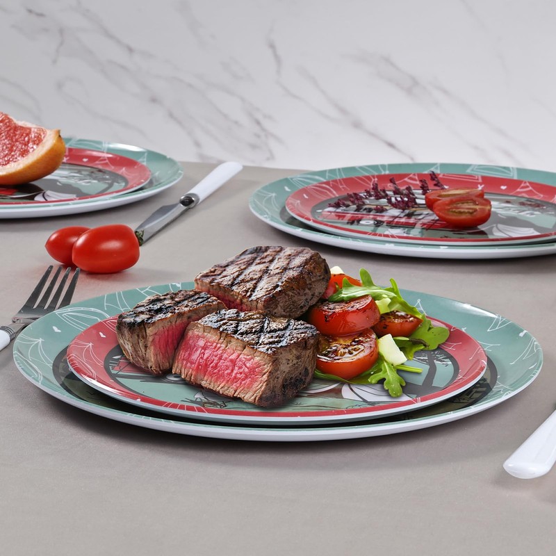 Molidiki Melamine Dinnerware Sets, 12pcs Plates and Bowls Sets, Service