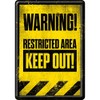 Nostalgic Art Warning Restricted Area Keep Out metal postcard/mini-sign (na)